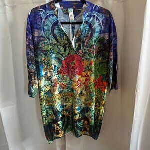S 12 WOmens Dress Large Rose Rhinestone Fairy Boho Gypsy Festival Pockets 16707